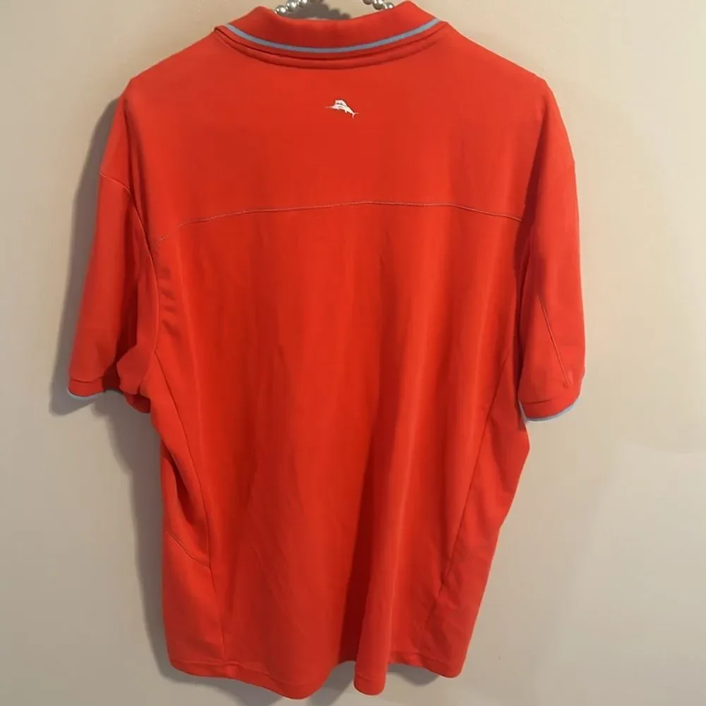 Tommy Bahama Reddish Orange Polo Shirt. Size Large